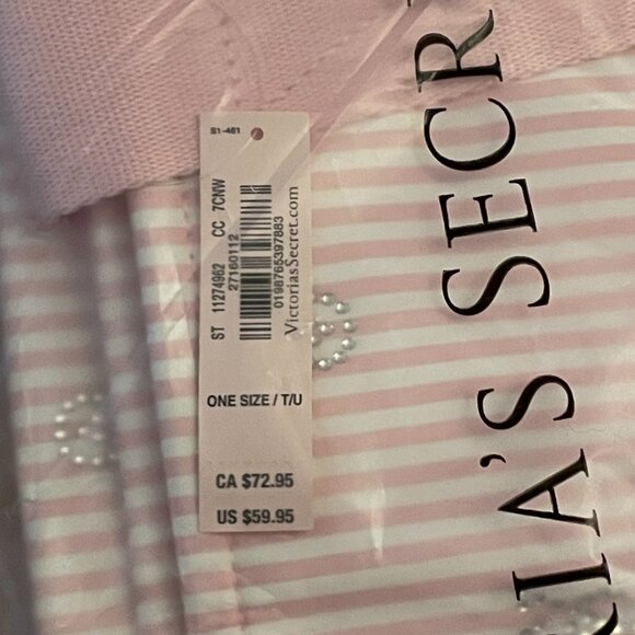 NEW Victoria's Secret Shine Tote Bag with Heritage Pink Stripe Print - Picture 6 of 8